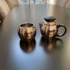 Vintage stainless steel cream and sugar set